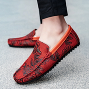 Skórzane loafersy z kwiatami