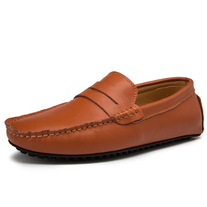 Casual skórzane letnie loafersy