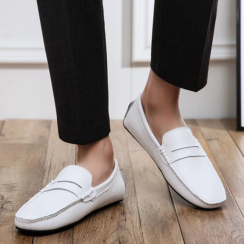 Casual skórzane letnie loafersy