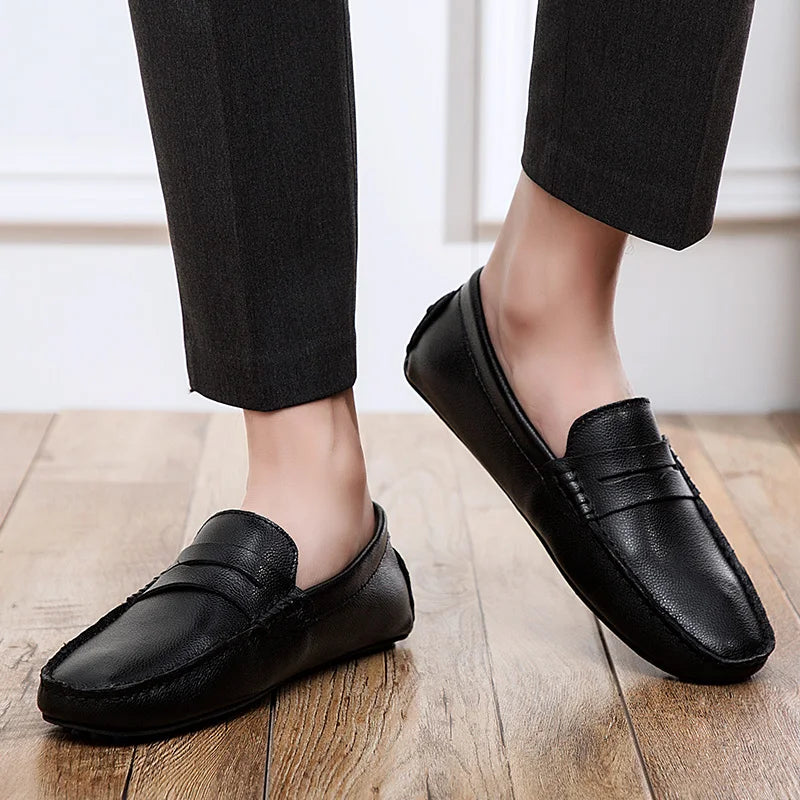 Casual skórzane letnie loafersy