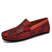 Skórzane loafersy z kwiatami