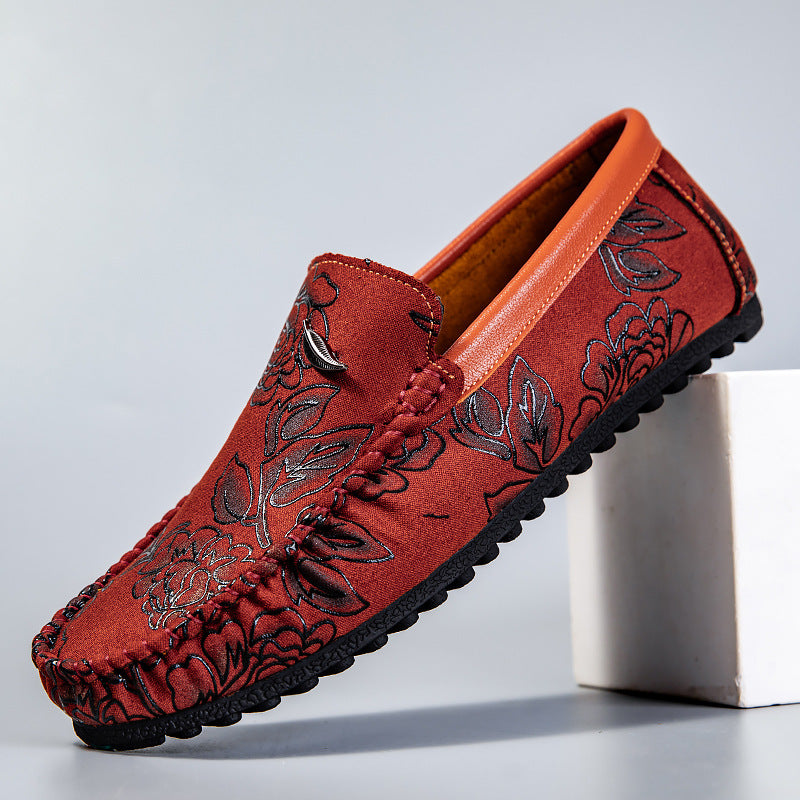 Skórzane loafersy z kwiatami