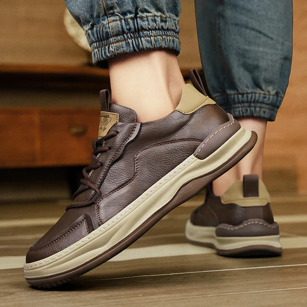 Skórzane buty z wysokimi podeszwami