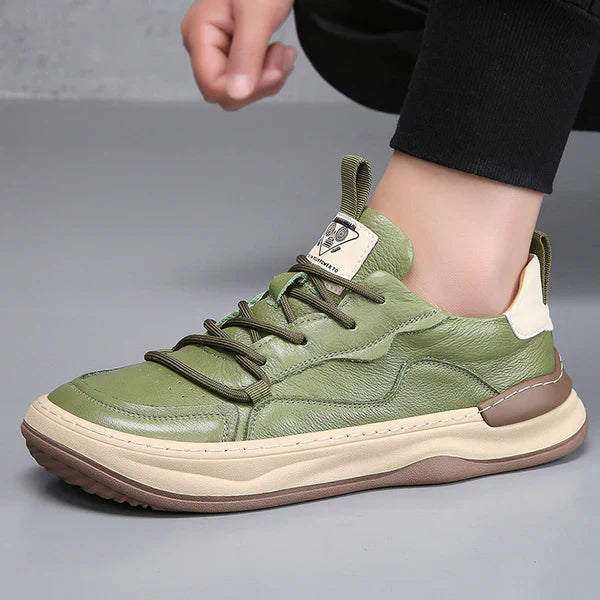 Skórzane buty z wysokimi podeszwami