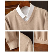 Elegancki Sweter z Dekoltem w Serek