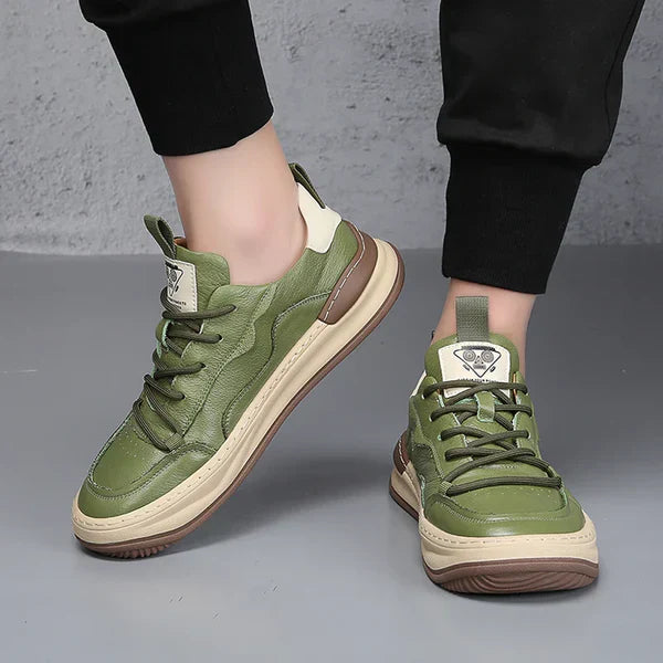 Skórzane buty z wysokimi podeszwami