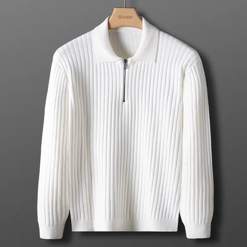 Elegancki sweter z zamkiem w paski
