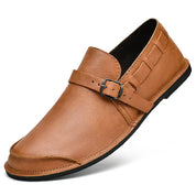 Skórzane Loafersy z klamrą