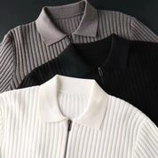 Elegancki sweter z zamkiem w paski