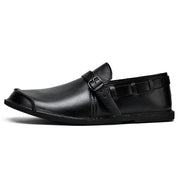 Skórzane Loafersy z klamrą