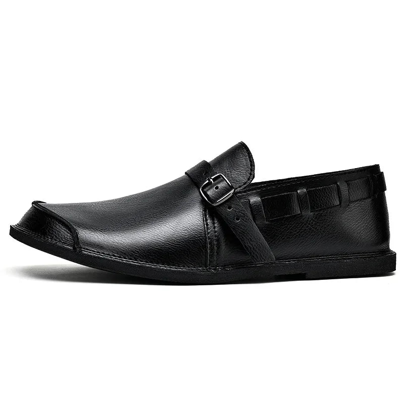 Skórzane Loafersy z klamrą