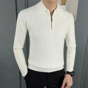 Elegancki sweter z zamkiem w paski