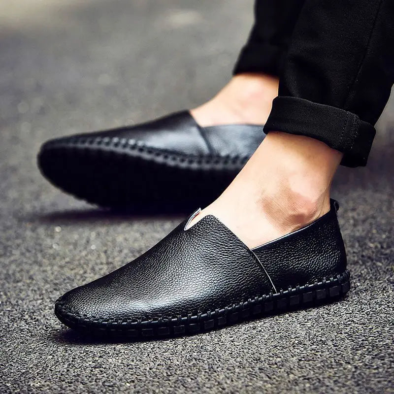 Eleganckie, oddychające skórzane loafersy