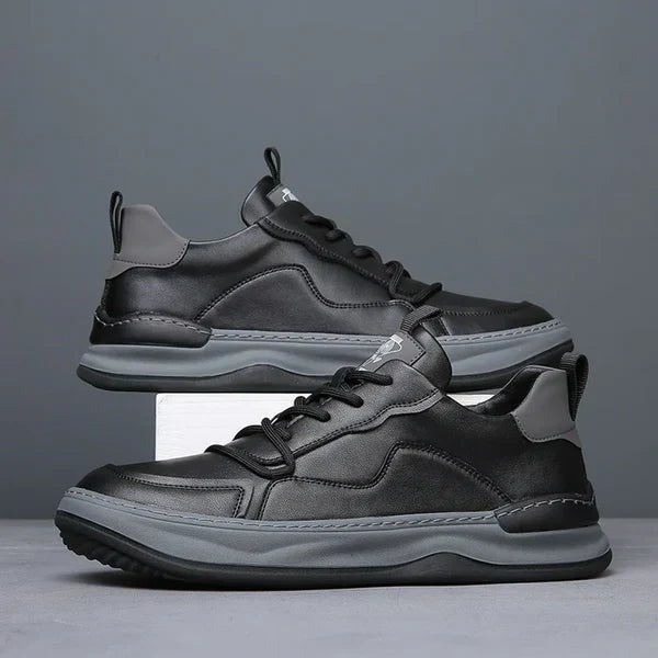 Skórzane buty z wysokimi podeszwami