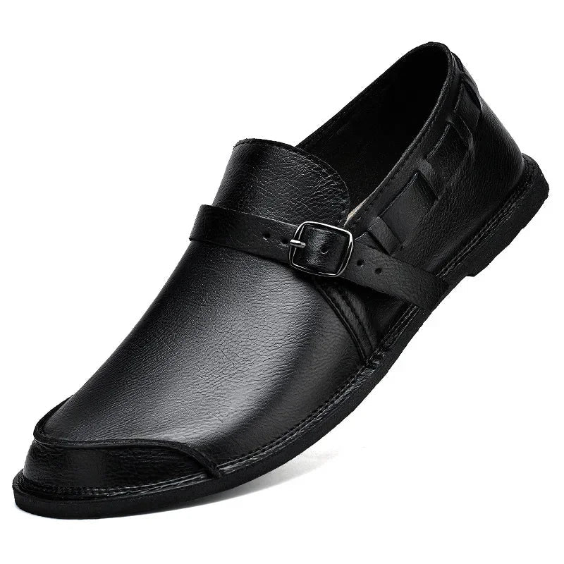 Skórzane Loafersy z klamrą