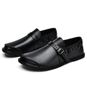 Skórzane Loafersy z klamrą
