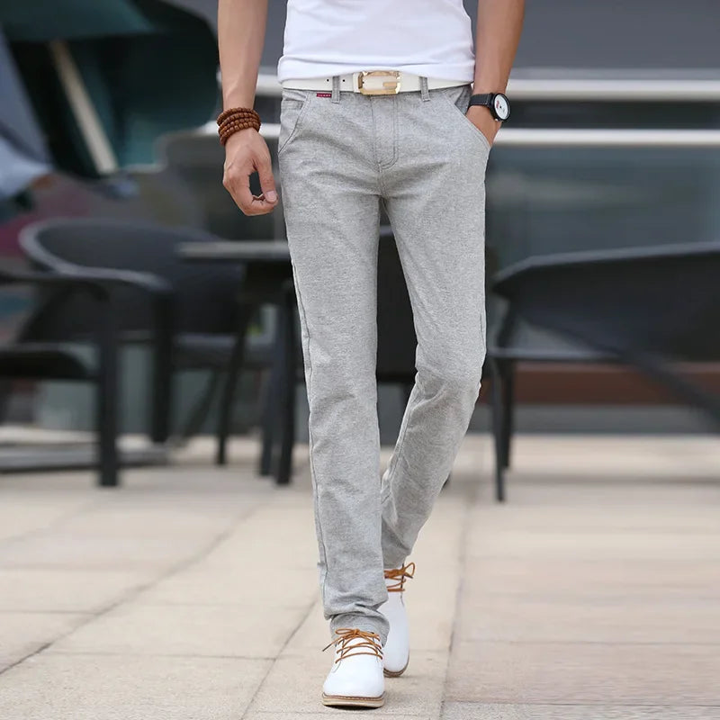 Slim Fit Lnianie Spodnie