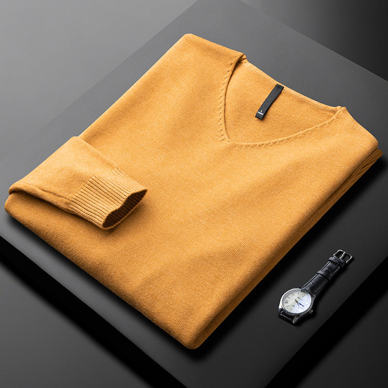 Elegancki Sweter z Kaszmiru z Dekoltem w Serek