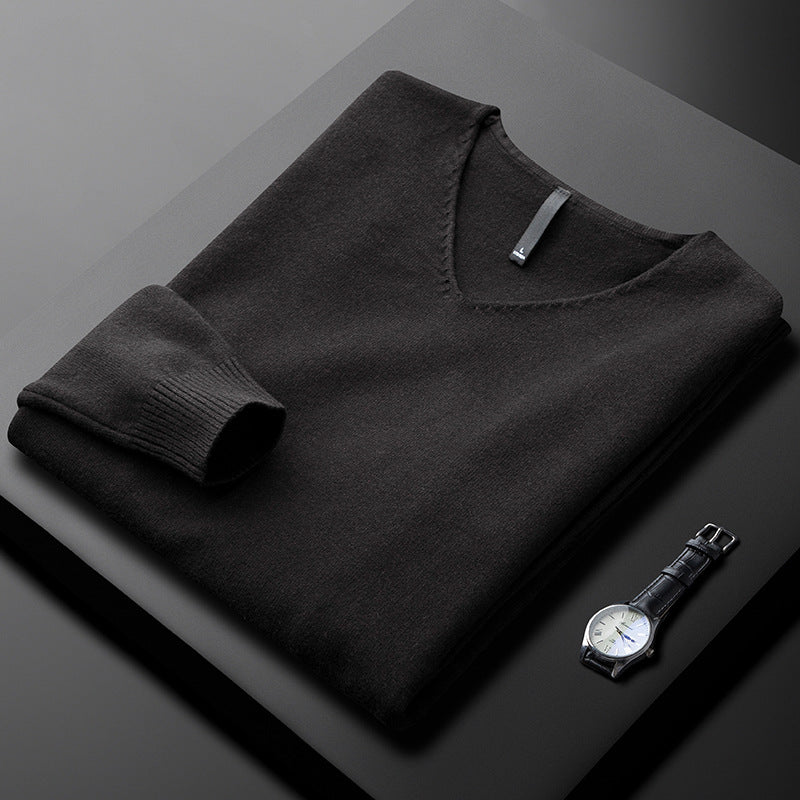 Elegancki Sweter z Kaszmiru z Dekoltem w Serek