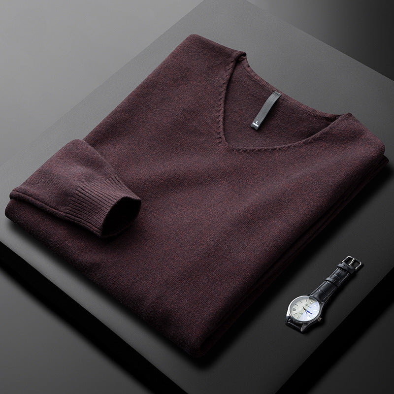 Elegancki Sweter z Kaszmiru z Dekoltem w Serek