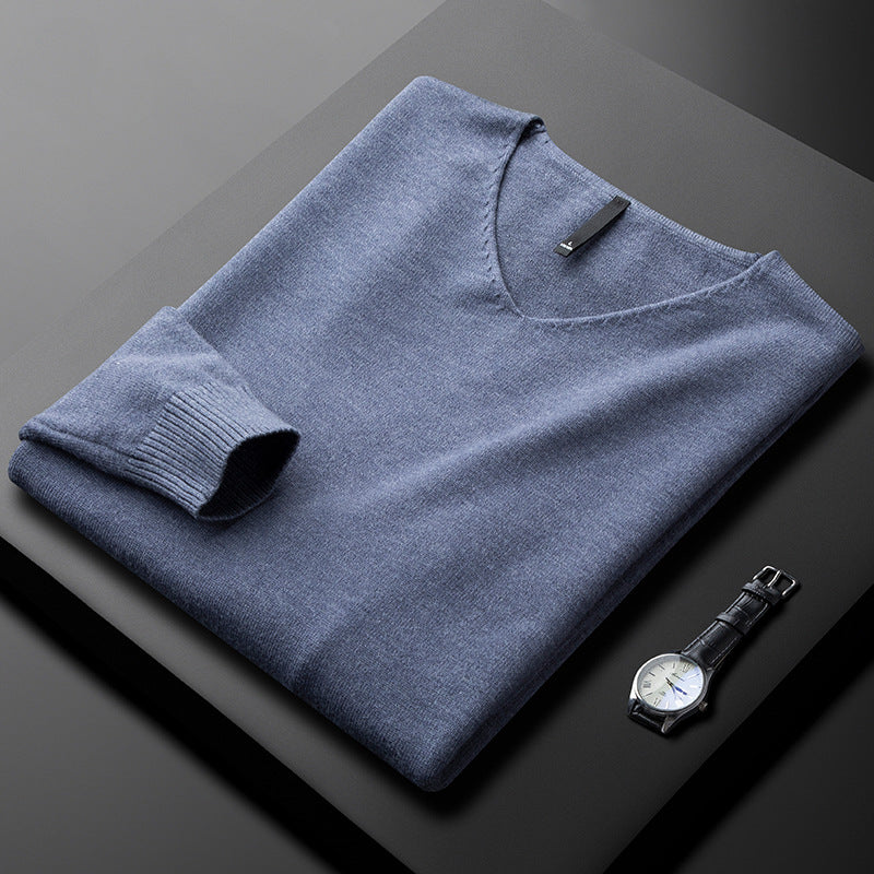 Elegancki Sweter z Kaszmiru z Dekoltem w Serek