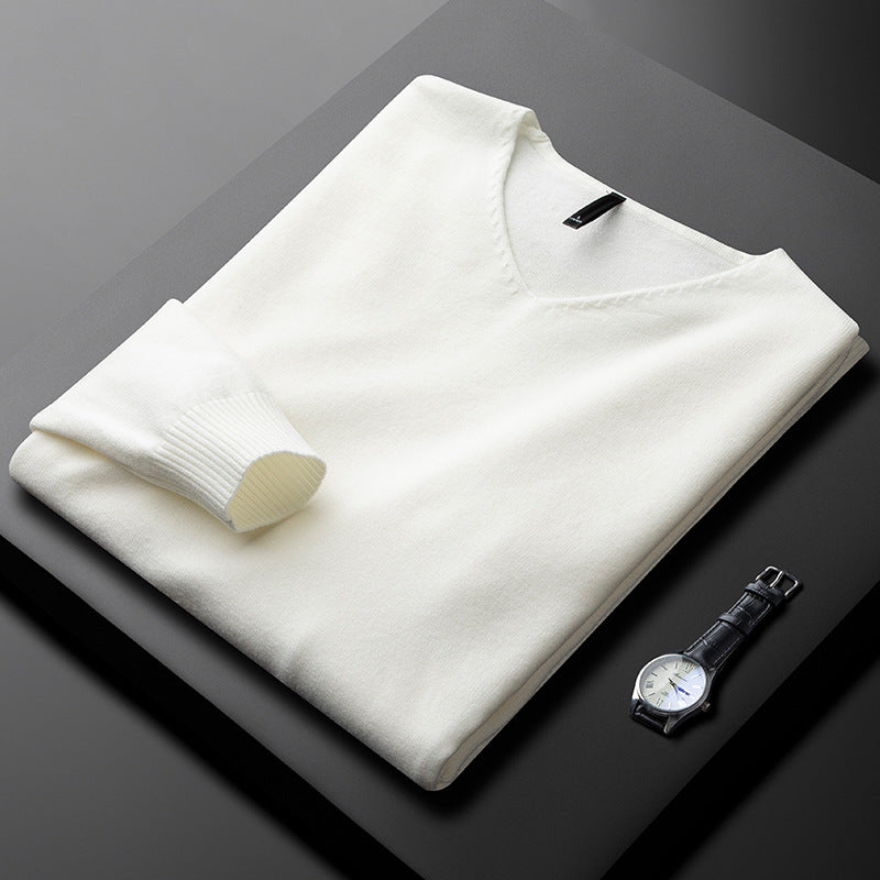 Elegancki Sweter z Kaszmiru z Dekoltem w Serek