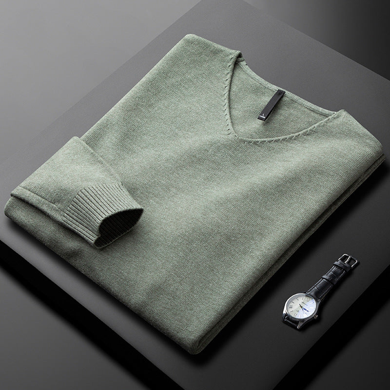 Elegancki Sweter z Kaszmiru z Dekoltem w Serek