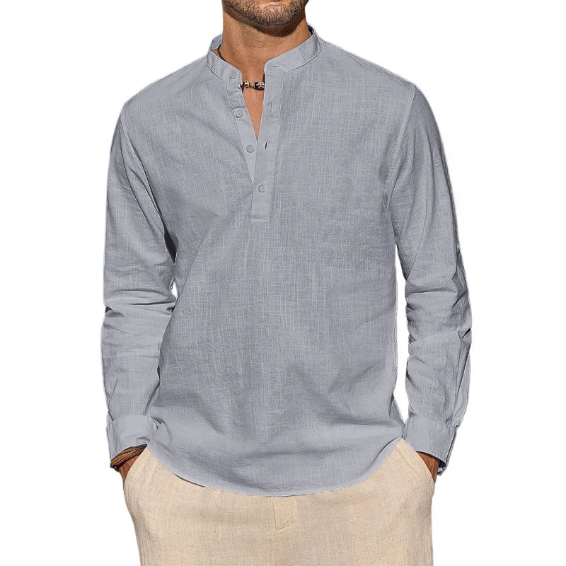 Elegancka Koszula Henley z Bawełny