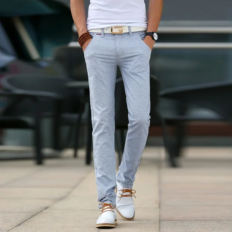 Slim Fit Lnianie Spodnie