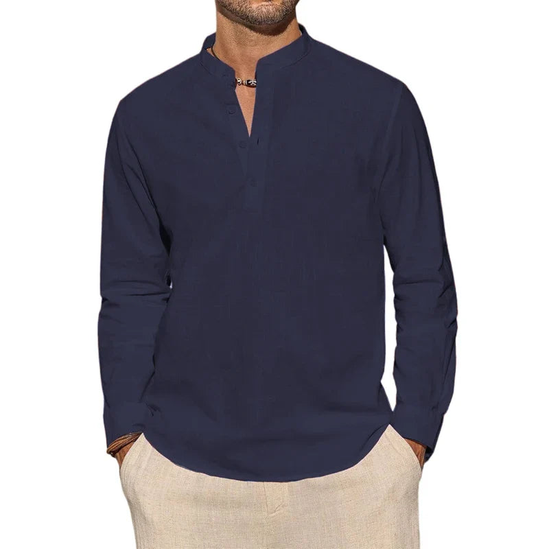 Elegancka Koszula Henley z Bawełny