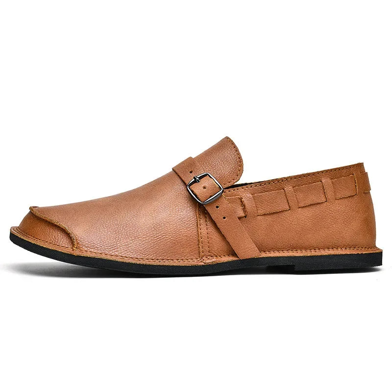 Skórzane Loafersy z klamrą