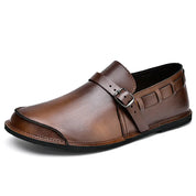 Skórzane Loafersy z klamrą