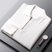 Elegancki sweter z zamkiem w paski