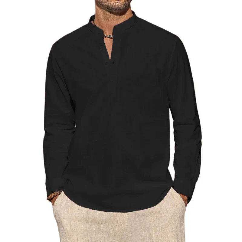 Elegancka Koszula Henley z Bawełny