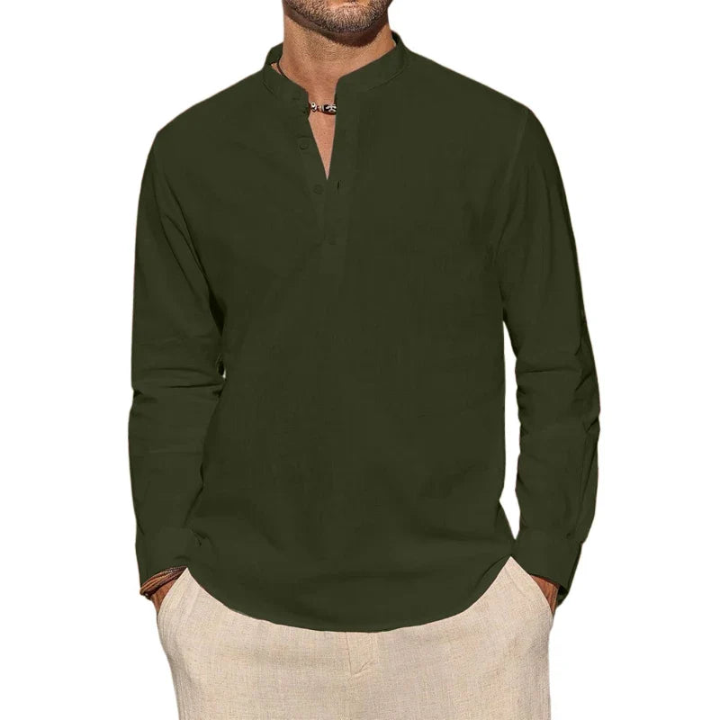 Elegancka Koszula Henley z Bawełny