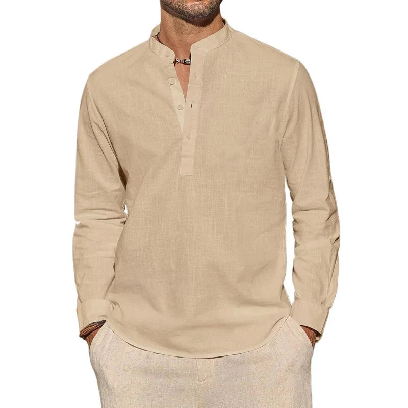 Elegancka Koszula Henley z Bawełny