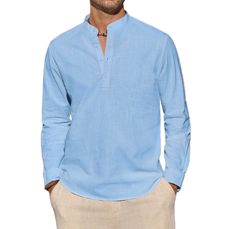Elegancka Koszula Henley z Bawełny