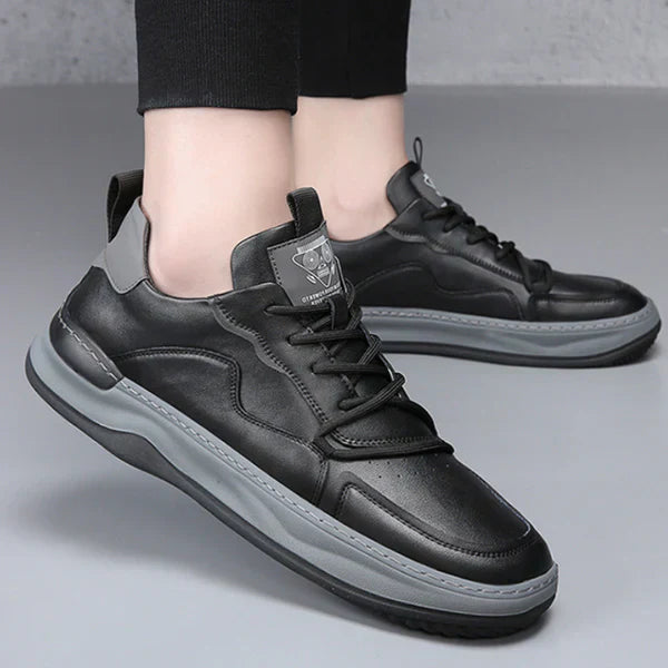 Skórzane buty z wysokimi podeszwami