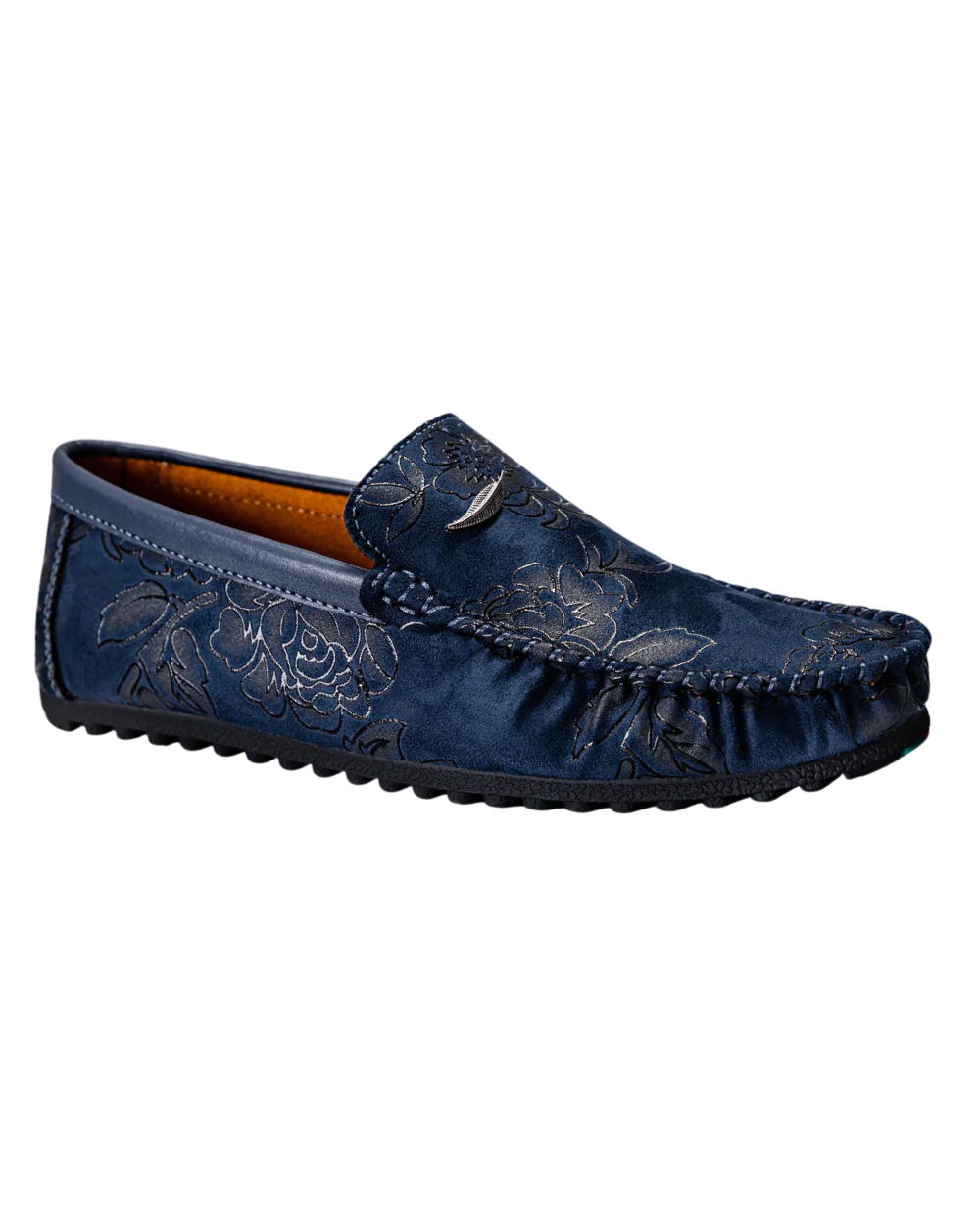 Skórzane loafersy z kwiatami