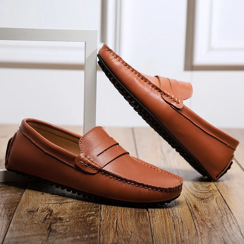 Casual skórzane letnie loafersy