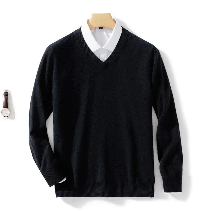 Elegancki Sweter z Dekoltem w Serek
