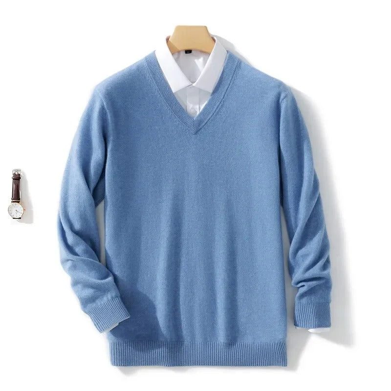 Elegancki Sweter z Dekoltem w Serek