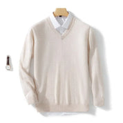Elegancki Sweter z Dekoltem w Serek