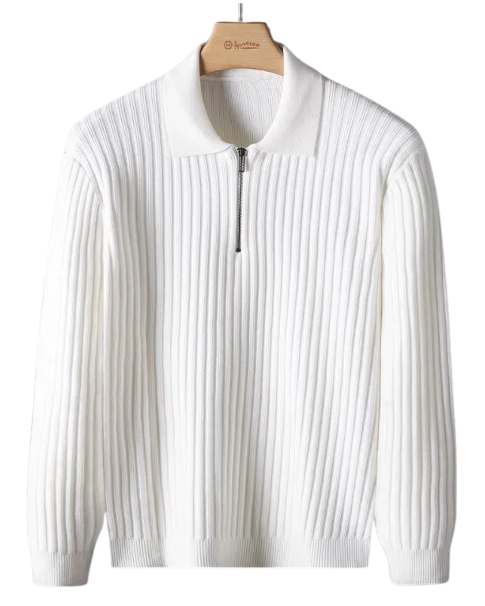 Elegancki sweter z zamkiem w paski