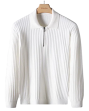 Elegancki sweter z zamkiem w paski